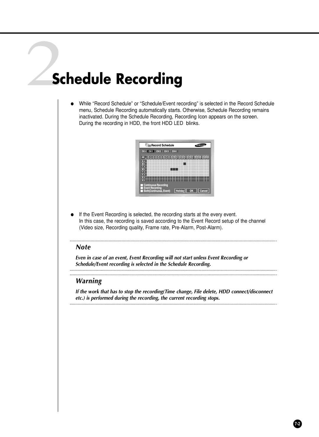 Samsung SHR-2040P/GAR, SHR-2042P, SHR-2040PX, SHR-2040P/XEC manual 2Schedule Recording 