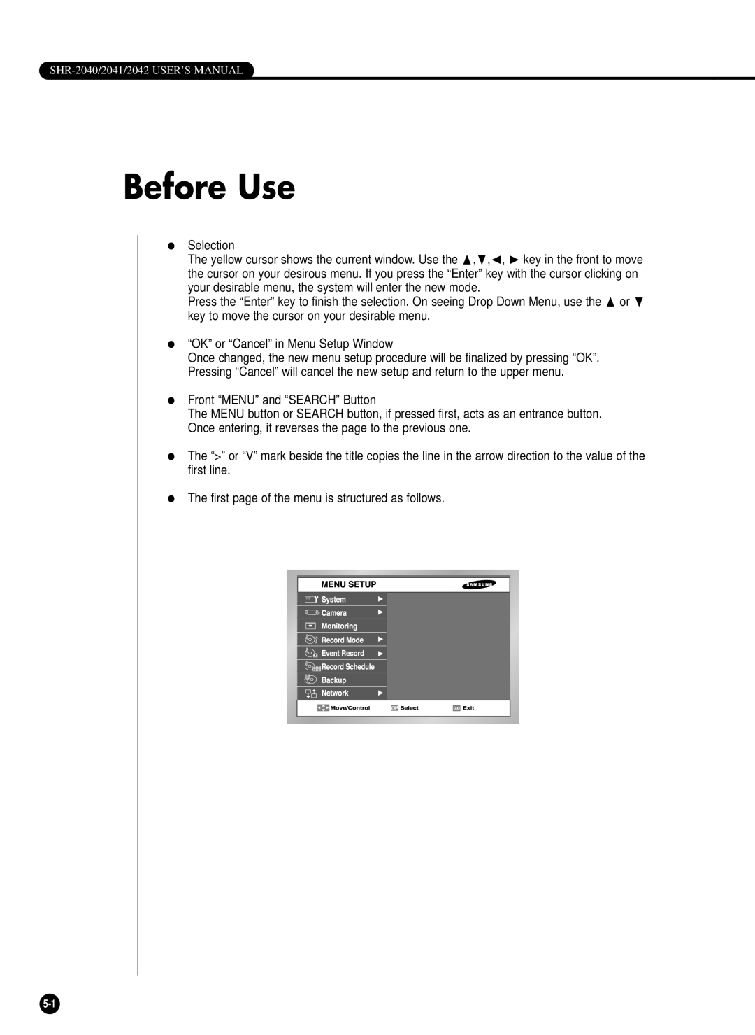 Samsung SHR-2040PX, SHR-2040P/GAR, SHR-2042P, SHR-2040P/XEC manual Before Use 