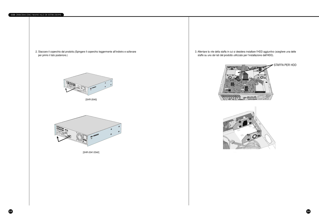 Samsung SHR-2040P/GAR, SHR-2042P, SHR-2040PX manual Staffa PER HDD 