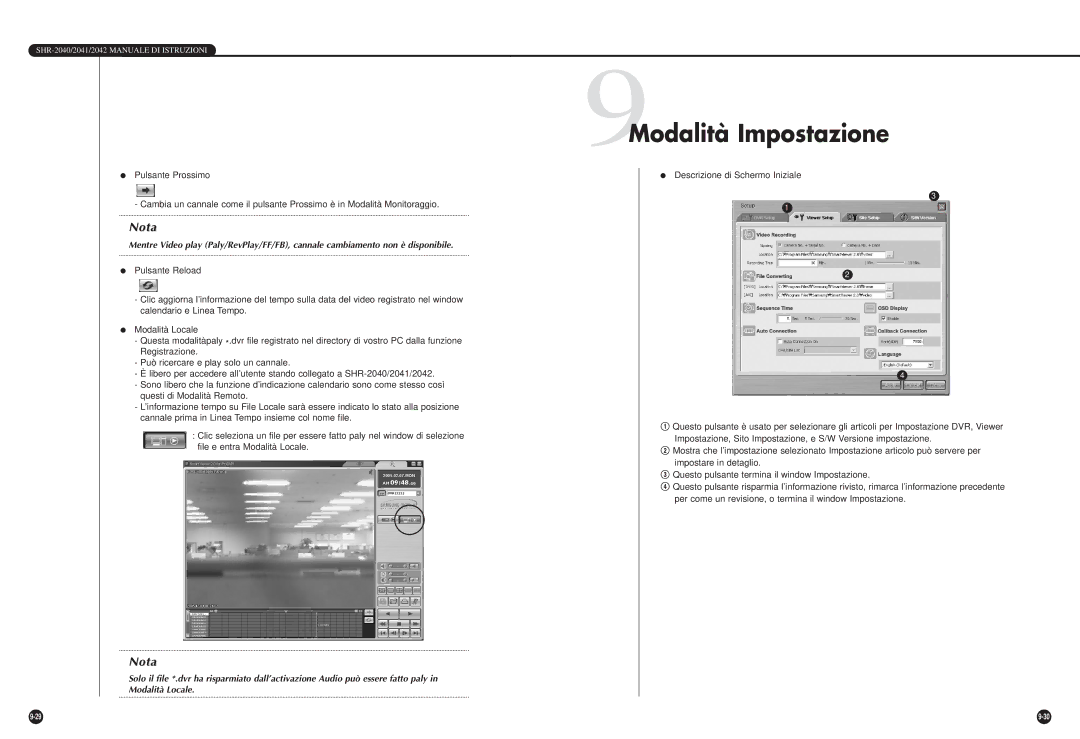 Samsung SHR-2040PX, SHR-2040P/GAR, SHR-2042P manual 9Modalità Impostazione 