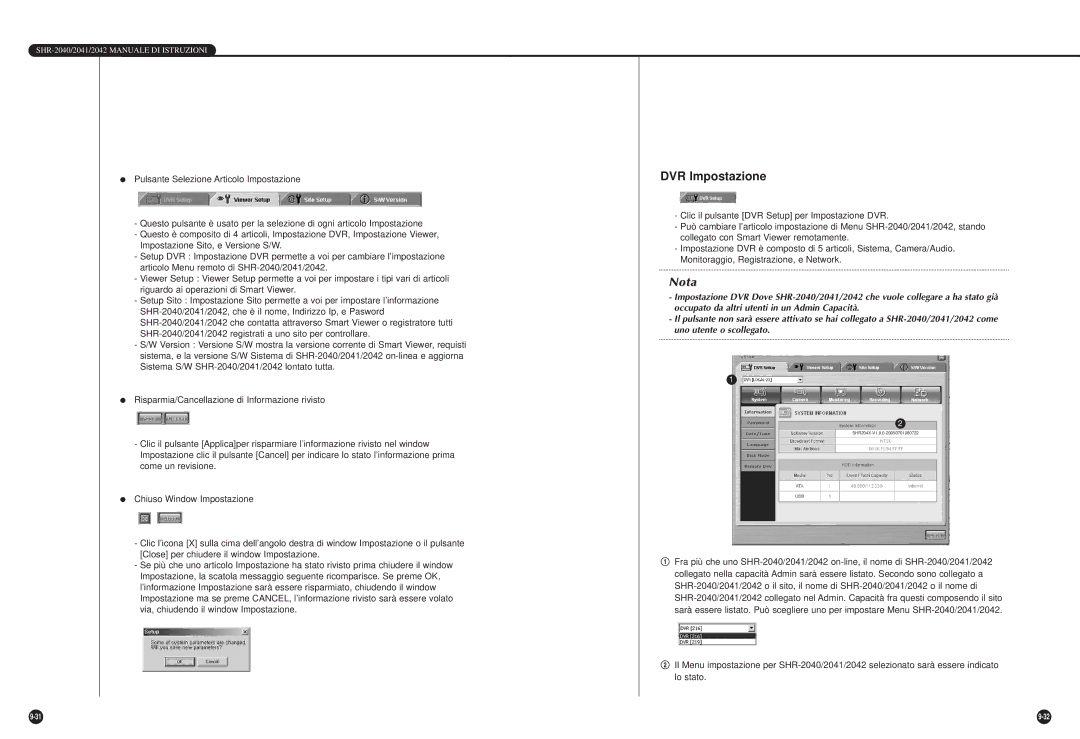 Samsung SHR-2040P/GAR, SHR-2042P, SHR-2040PX manual DVR Impostazione 