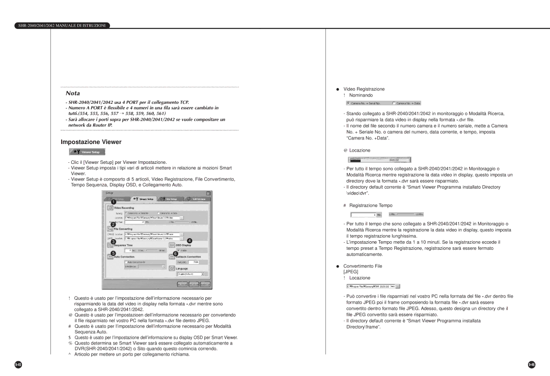 Samsung SHR-2040PX, SHR-2040P/GAR, SHR-2042P manual Impostazione Viewer 