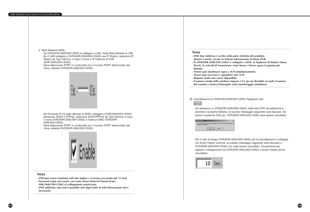 Samsung SHR-2042P, SHR-2040P/GAR, SHR-2040PX manual @ Cancellazione di DVRSHR-2040/2041/2042 Registarto Già 