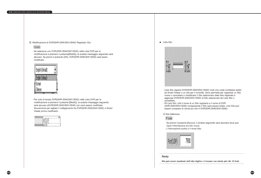 Samsung SHR-2040PX, SHR-2040P/GAR, SHR-2042P manual Nota 