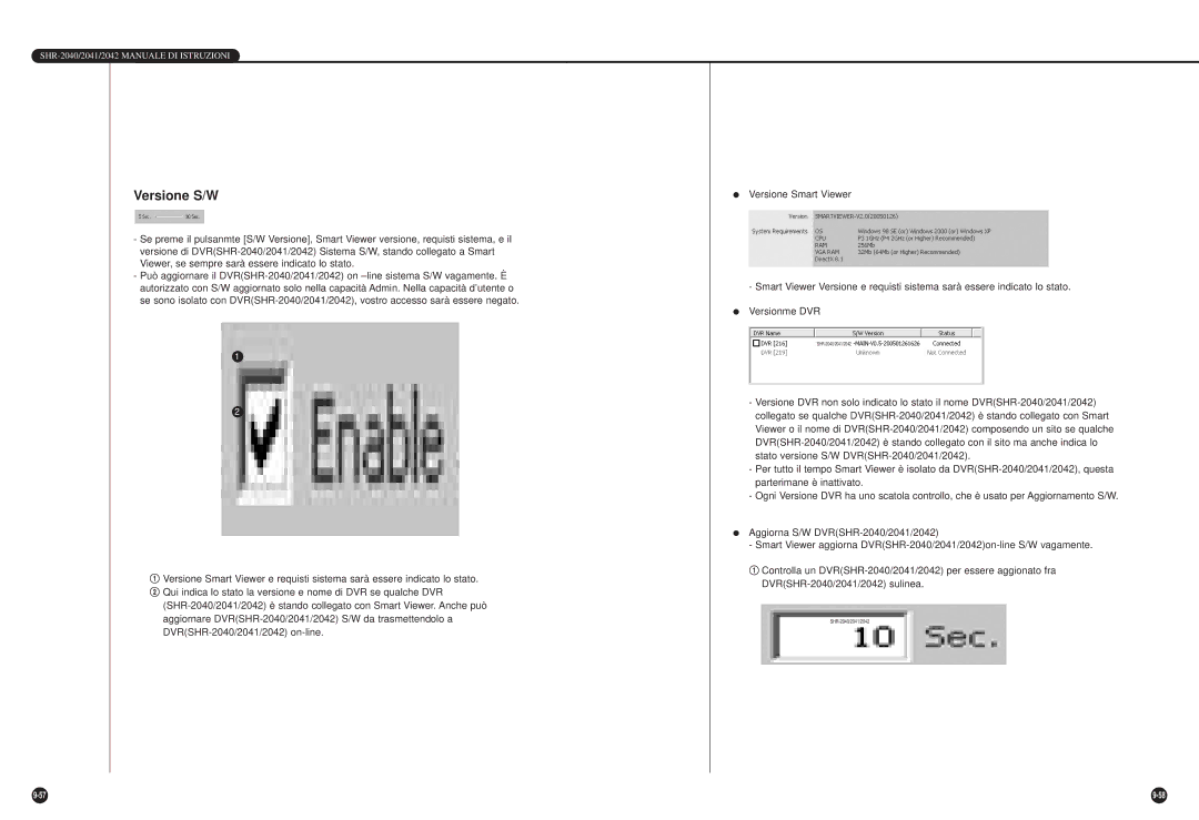 Samsung SHR-2040P/GAR, SHR-2042P, SHR-2040PX manual Versione S/W 