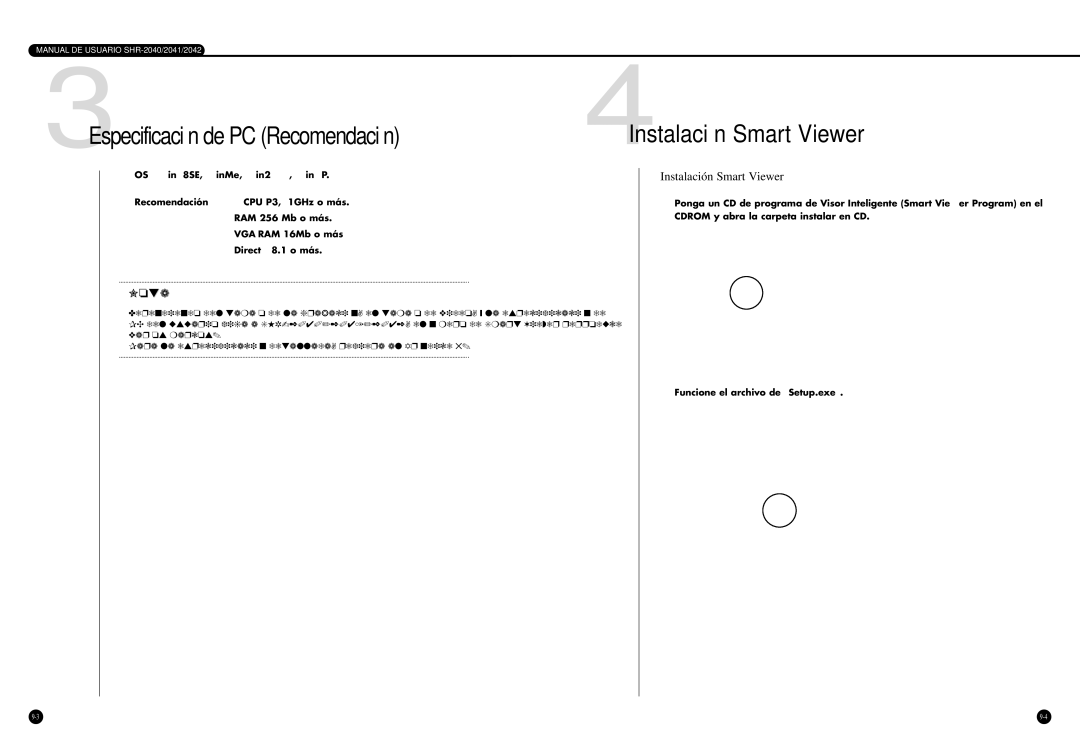 Samsung SHR-2042P, SHR-2040P/GAR, SHR-2040P/XEC manual 3Especificación de PC Recomendación, 4Instalación Smart Viewer 