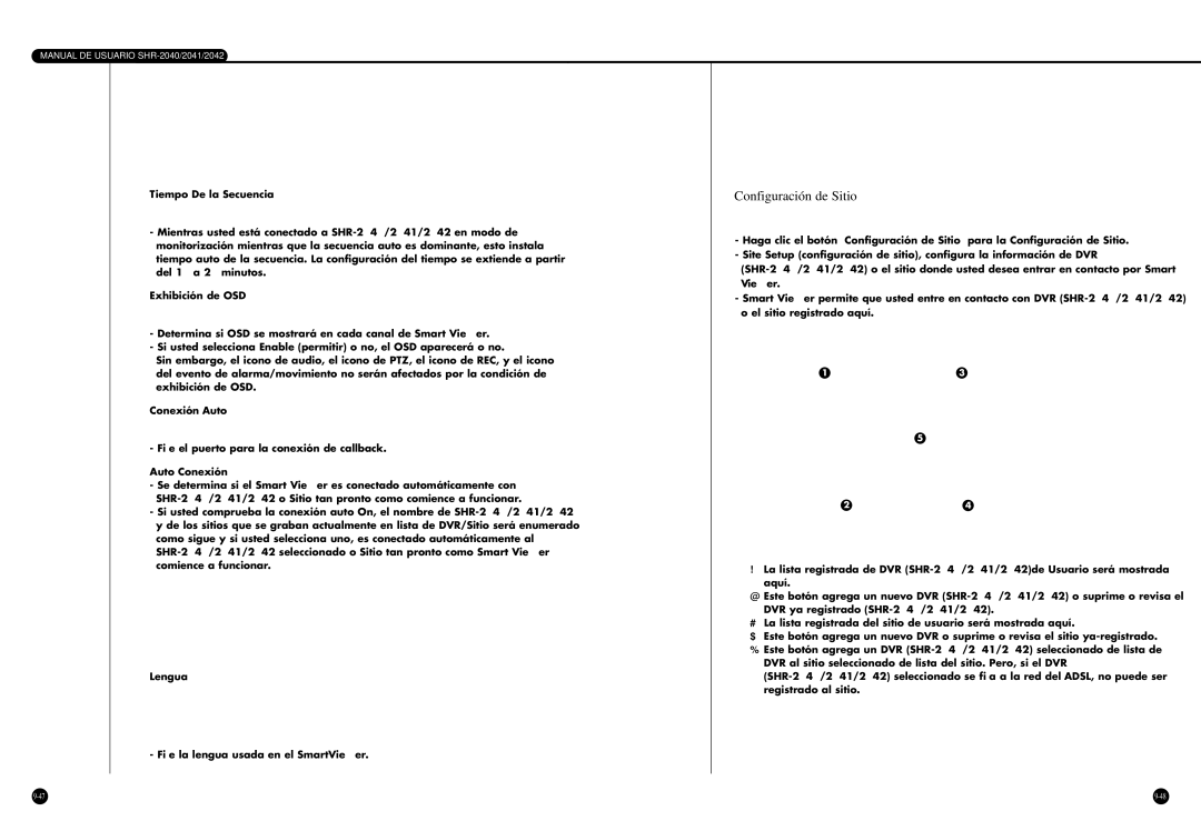 Samsung SHR-2040P/GAR, SHR-2042P, SHR-2040P/XEC manual Configuración de Sitio 