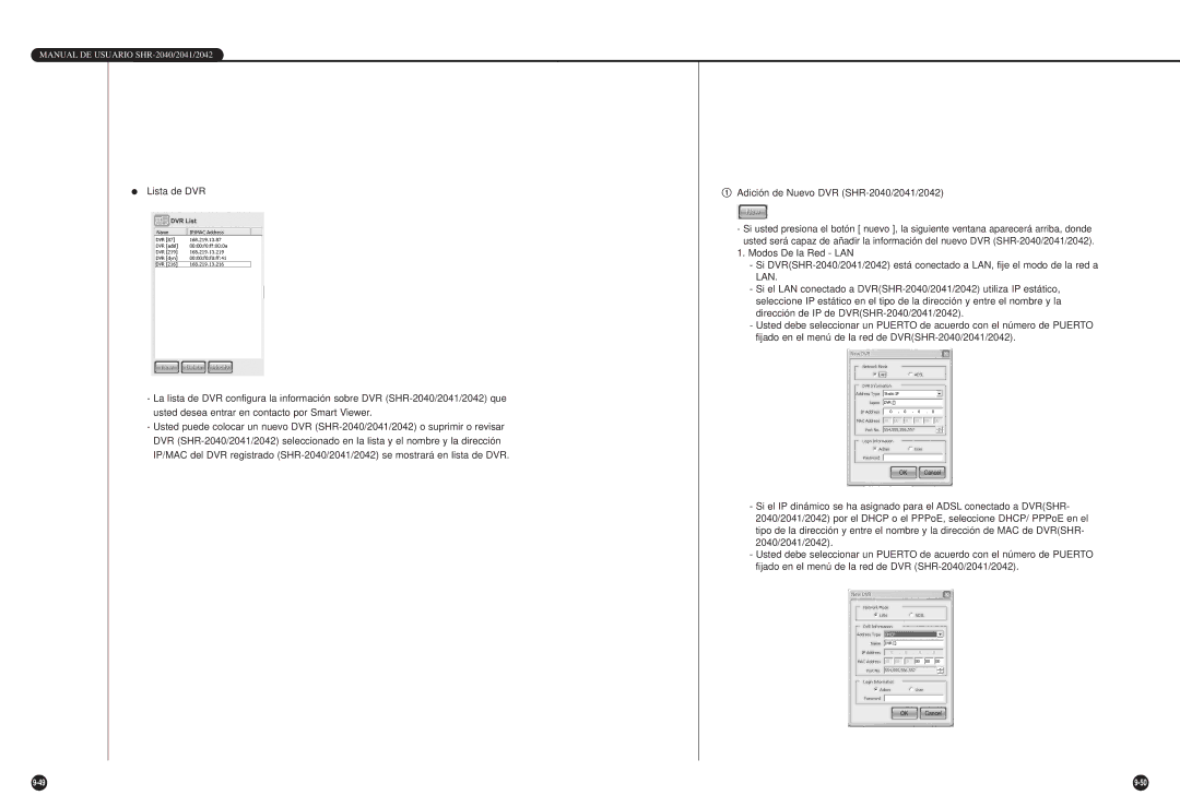 Samsung SHR-2040P/GAR, SHR-2042P, SHR-2040P/XEC manual Adición de Nuevo DVR SHR-2040/2041/2042 