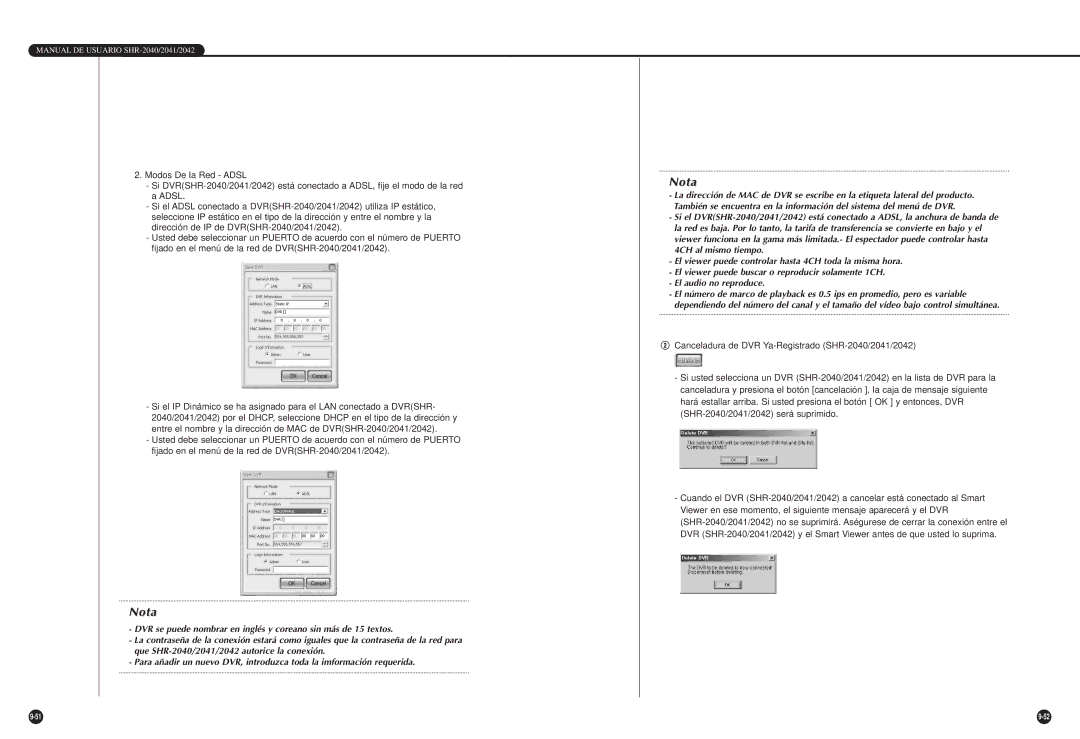 Samsung SHR-2042P, SHR-2040P/GAR, SHR-2040P/XEC manual Nota 