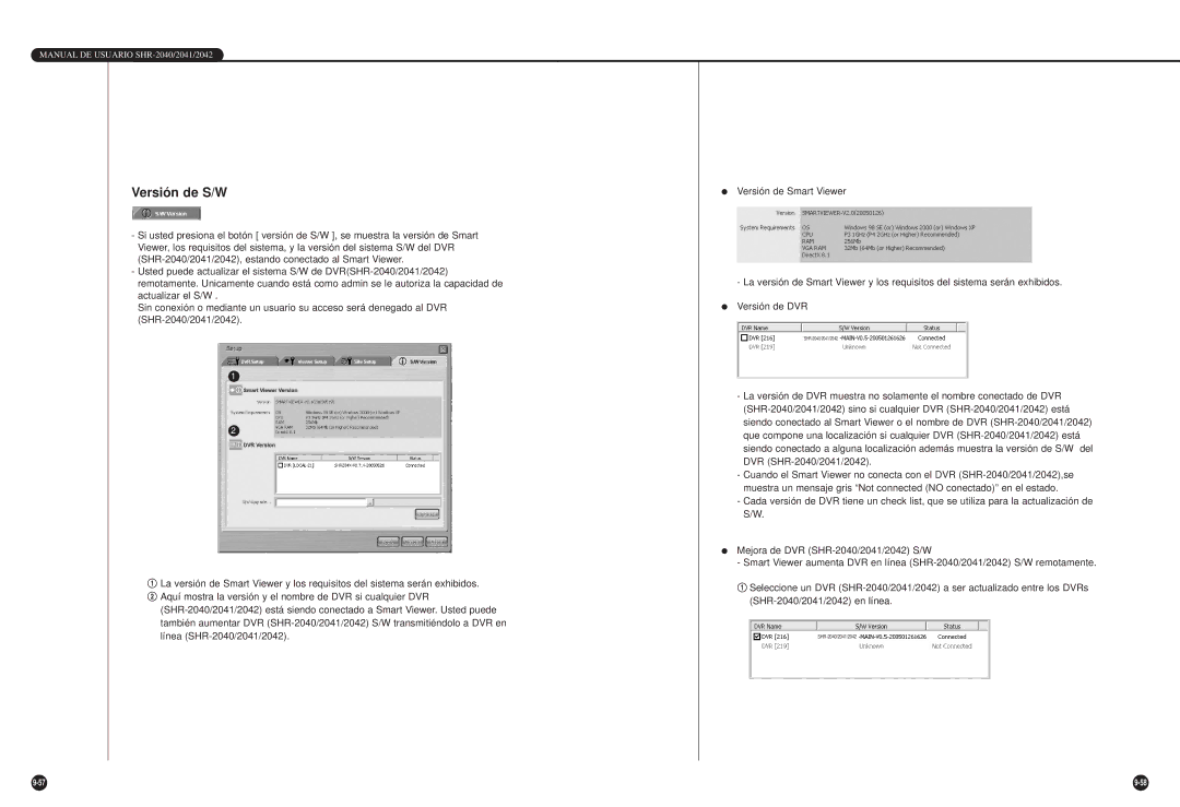 Samsung SHR-2040P/GAR, SHR-2042P, SHR-2040P/XEC manual Versión de S/W 