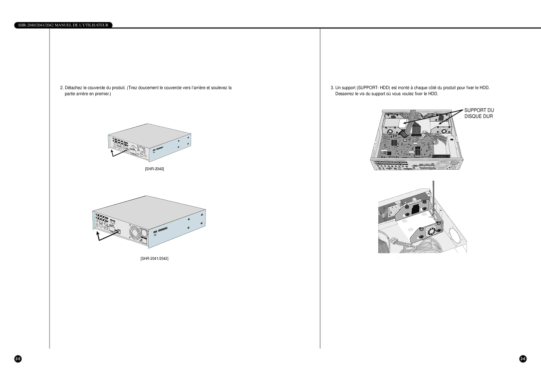 Samsung SHR-2040P/GAR, SHR-2042P manual Support DU Disque DUR 