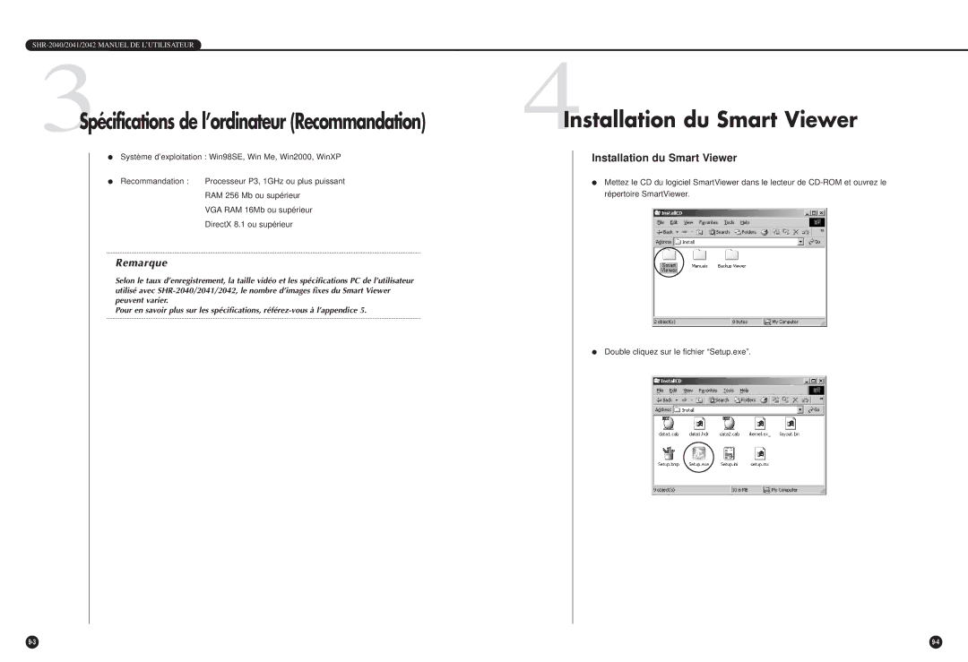 Samsung SHR-2040P/GAR, SHR-2042P manual 4Installation du Smart Viewer 