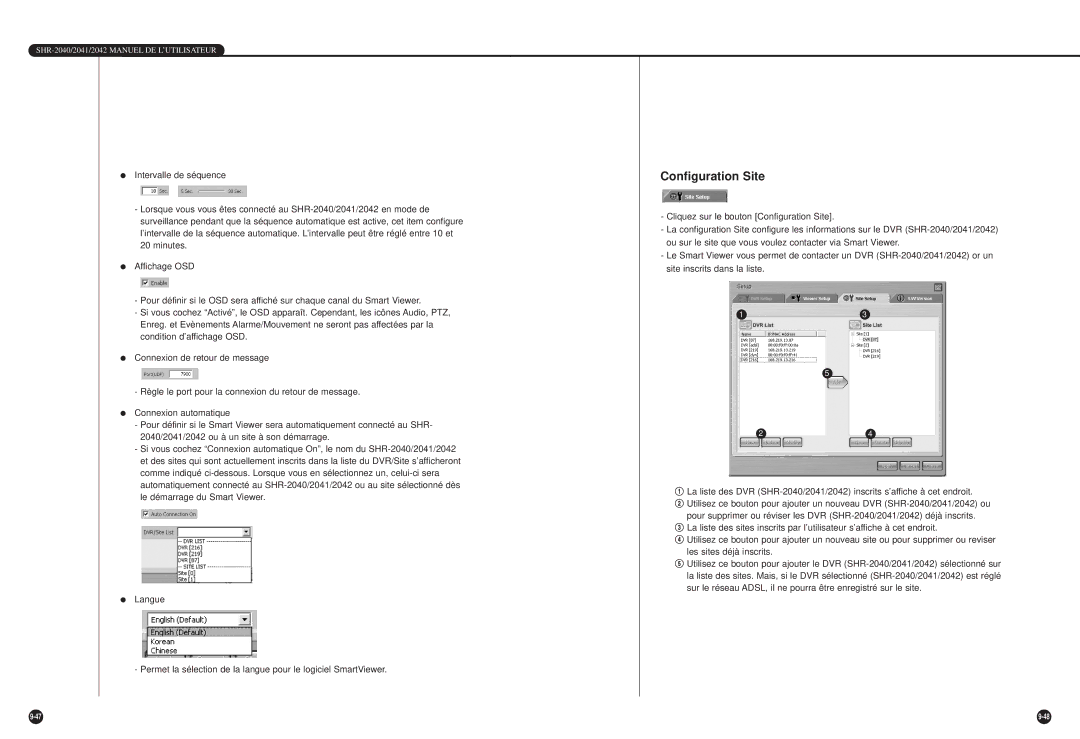 Samsung SHR-2042P, SHR-2040P/GAR manual Configuration Site 