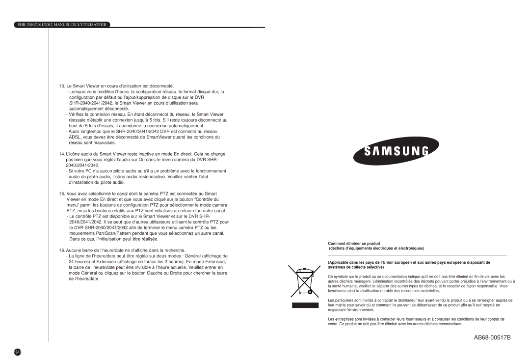 Samsung SHR-2040P/GAR, SHR-2042P manual AB68-00517B 