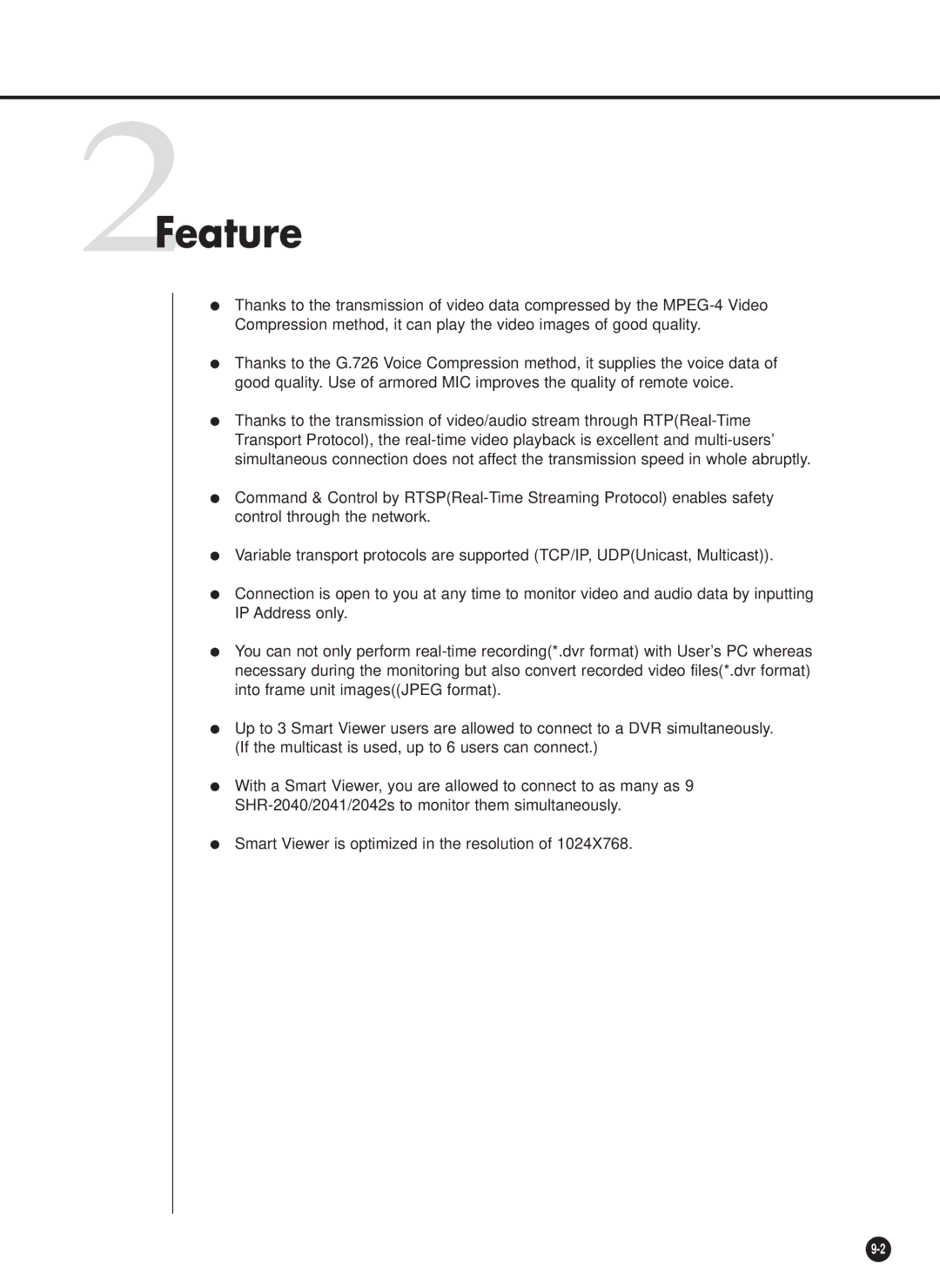 Samsung SHR-2040PX, SHR-2042P, SHR-2040P/XEC manual 2Feature 