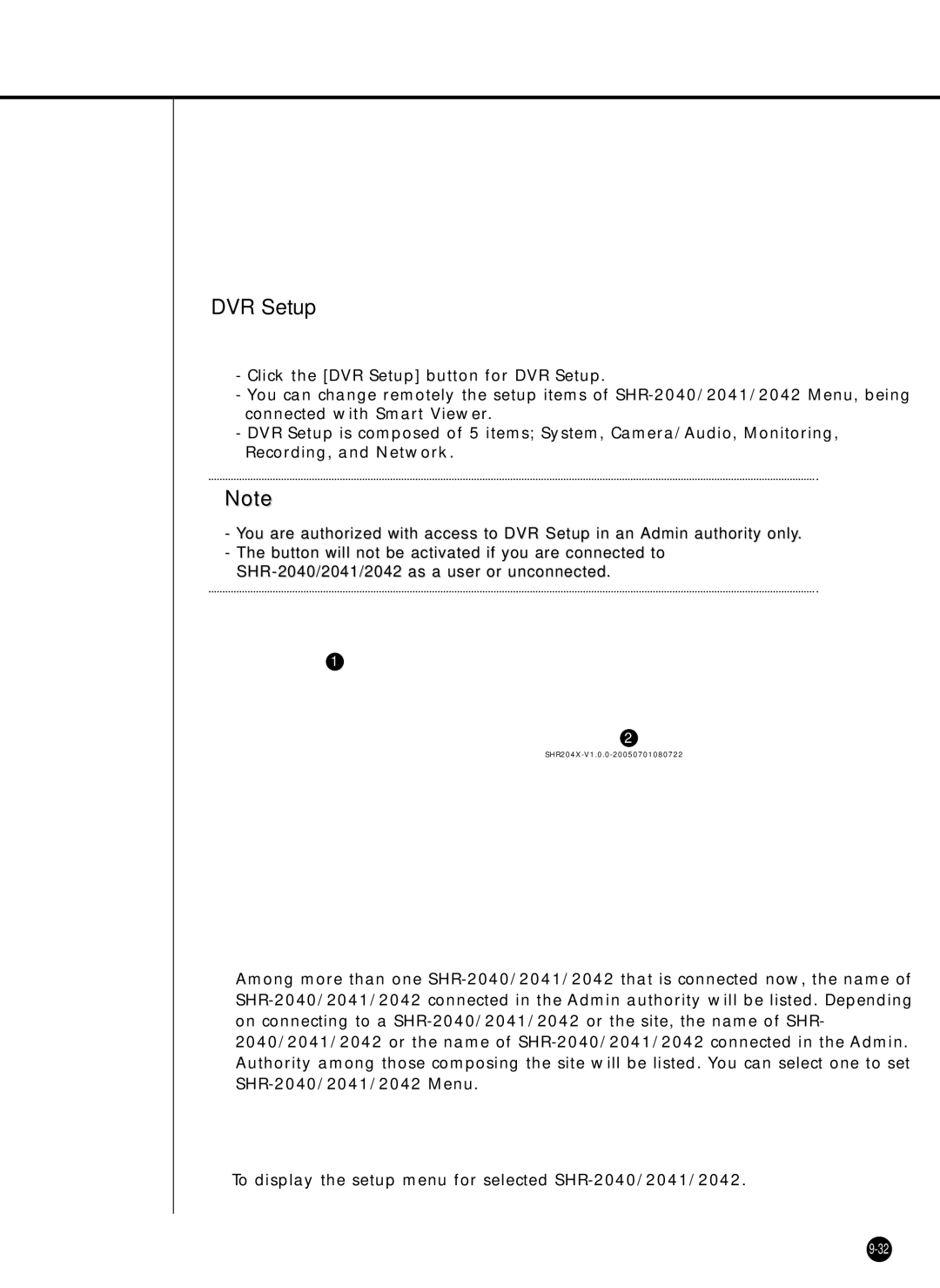 Samsung SHR-2042P, SHR-2040PX, SHR-2040P/XEC manual DVR Setup 