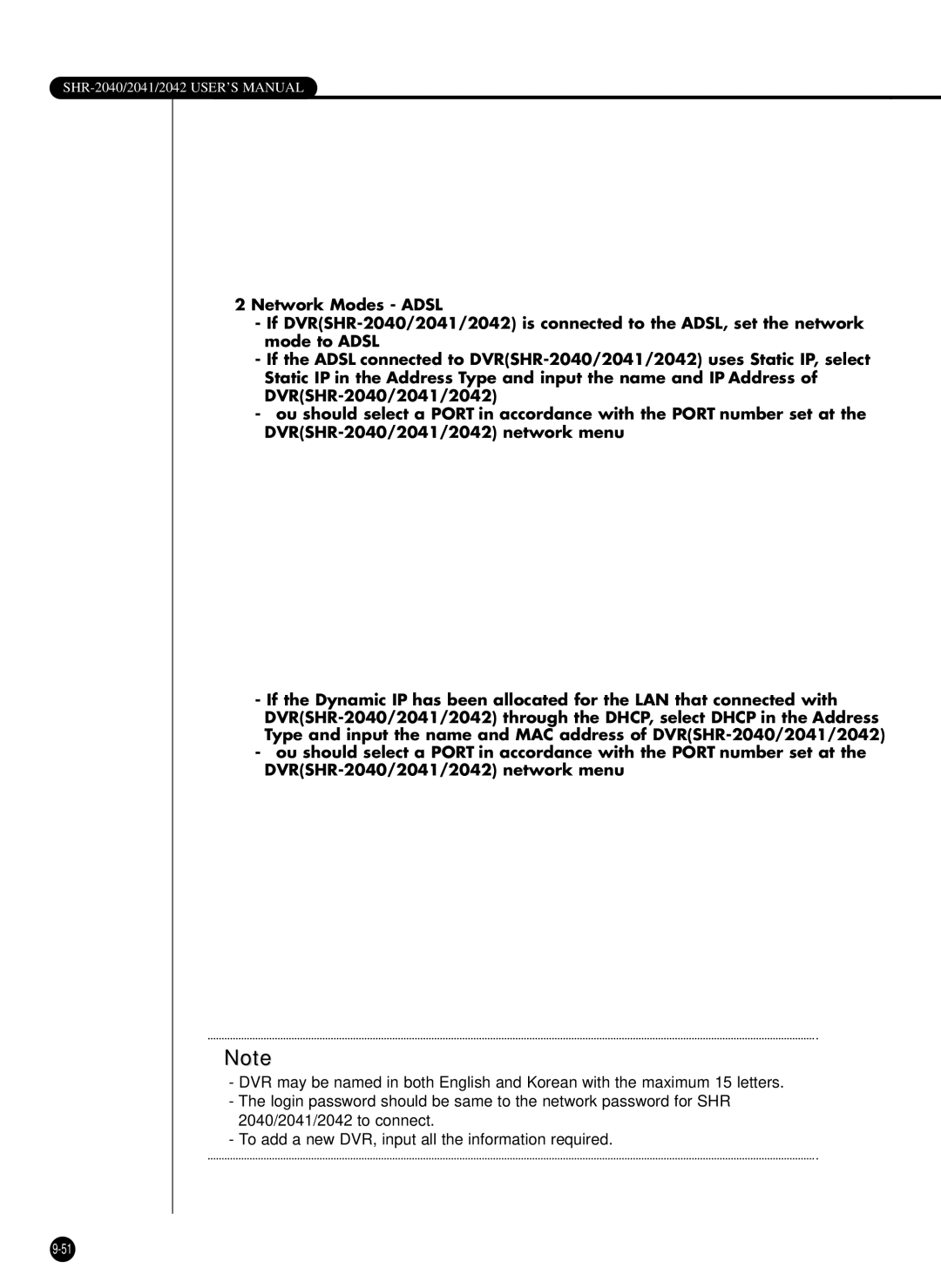 Samsung SHR-2040P/XEC, SHR-2042P, SHR-2040PX manual SHR-2040/2041/2042 USER’S Manual 