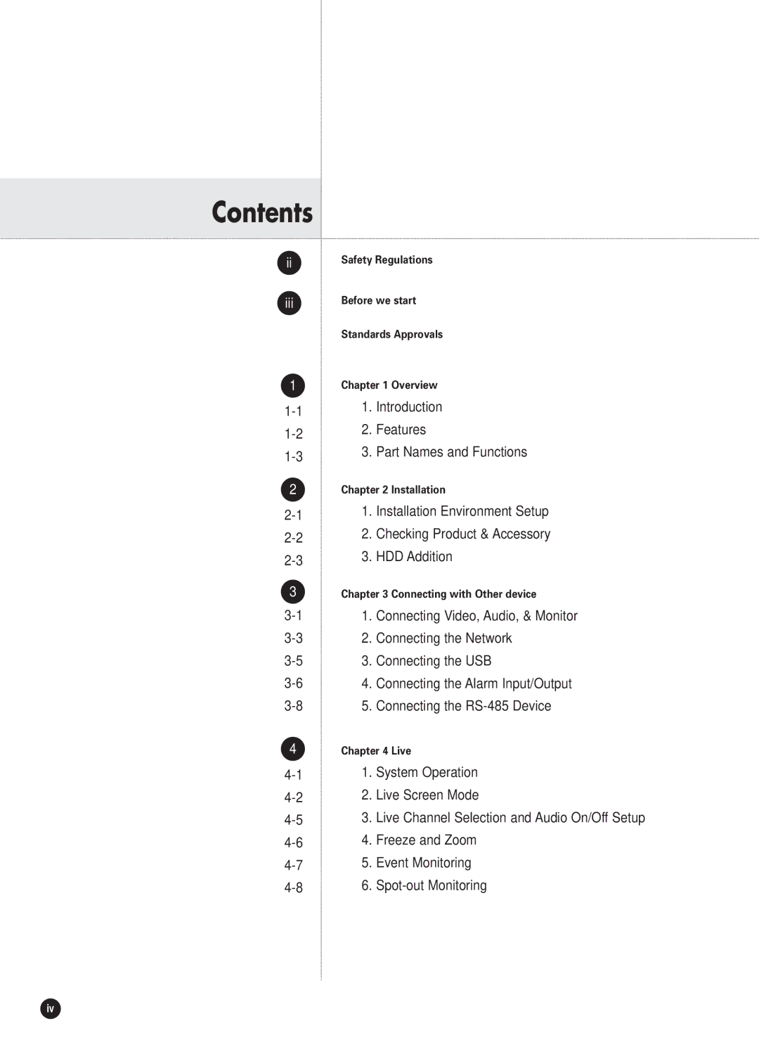 Samsung SHR-2042P, SHR-2040PX, SHR-2040P/XEC manual Contents 