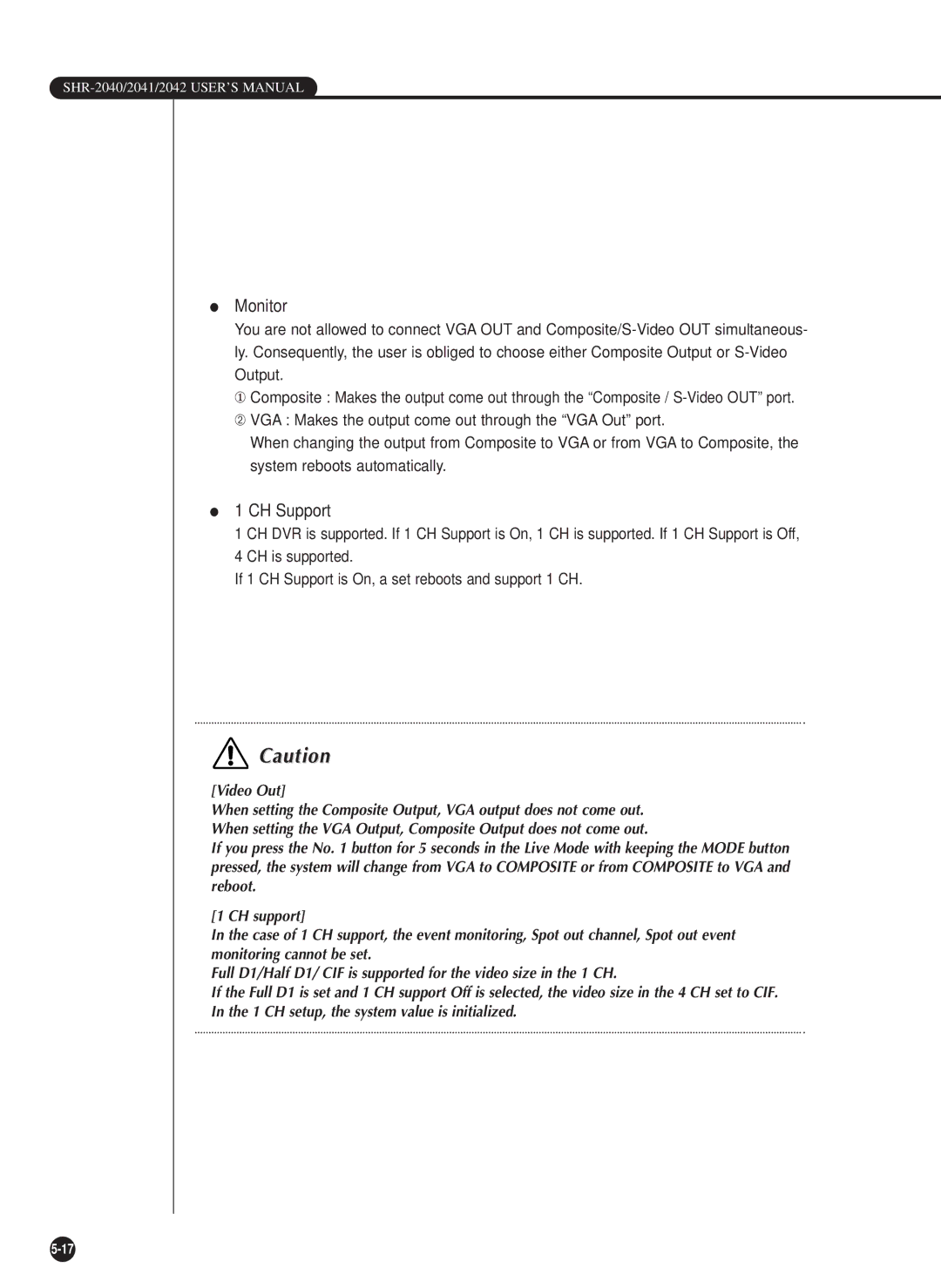 Samsung SHR-2042P, SHR-2040PX, SHR-2040P/XEC manual Monitor, CH Support 