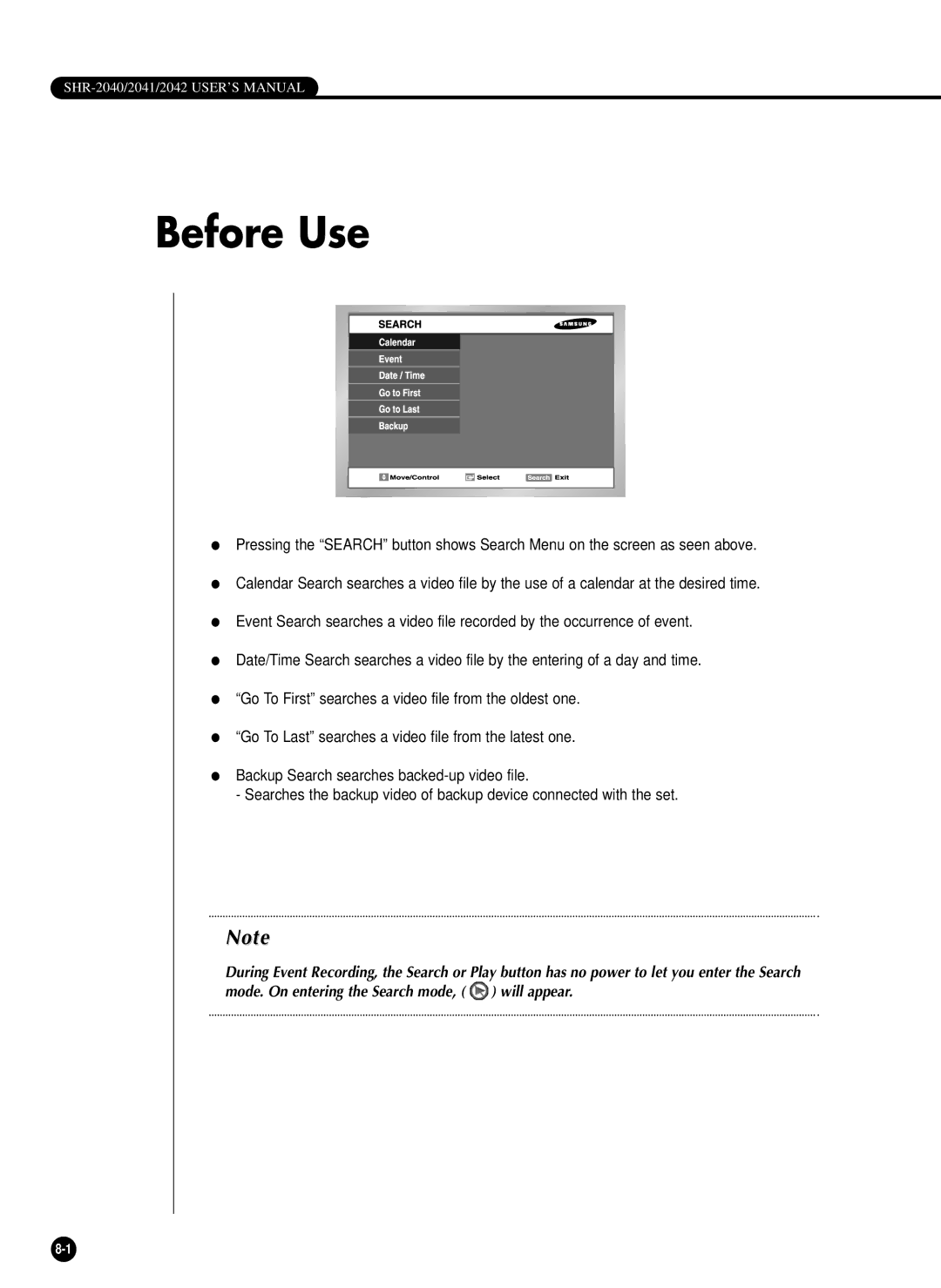 Samsung SHR-2040PX, SHR-2042P, SHR-2040P/XEC manual Before Use 