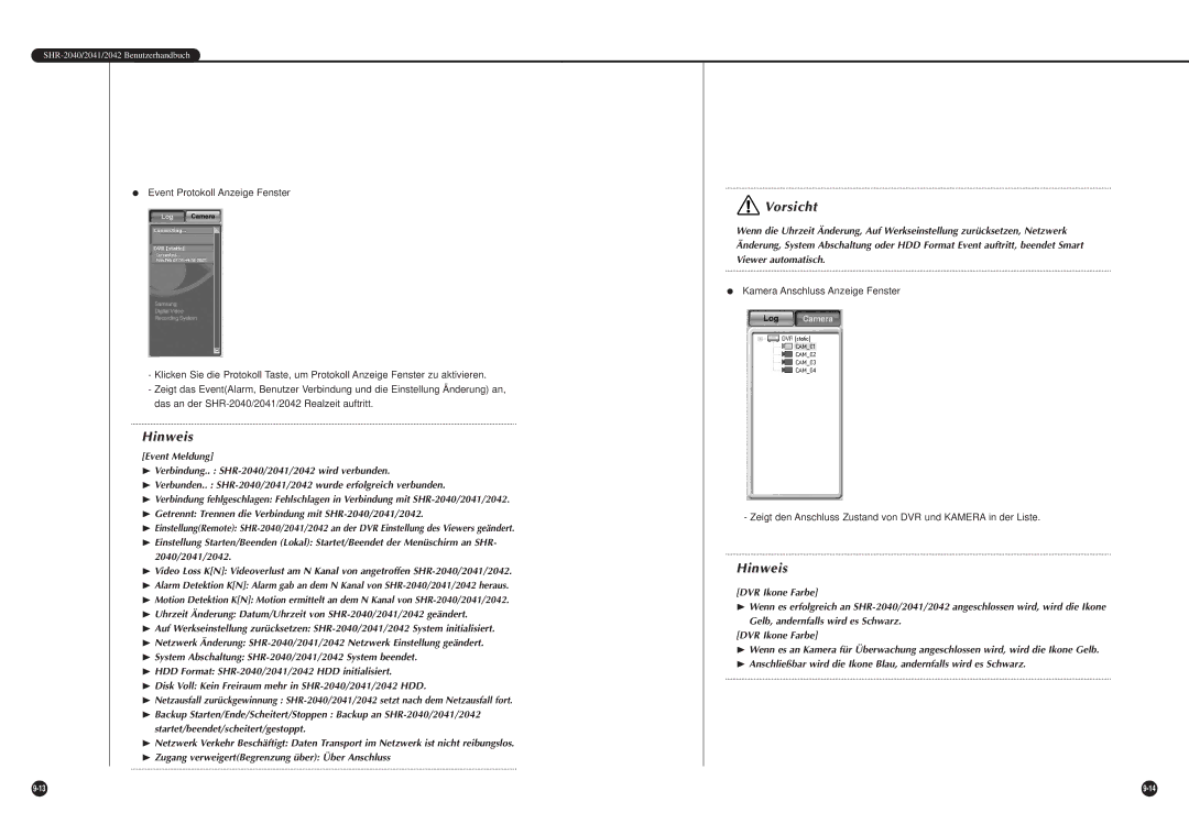 Samsung SHR-2042P, SHR-2040P manual Vorsicht 