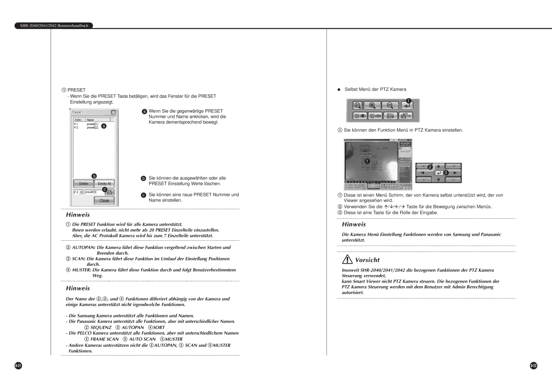 Samsung SHR-2042P, SHR-2040P manual Sie können eine neue Preset Nummer und Name einstellen 