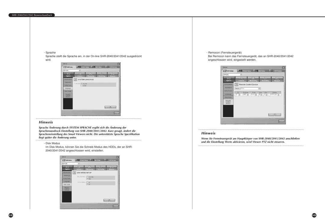 Samsung SHR-2040P, SHR-2042P manual Hinweis 