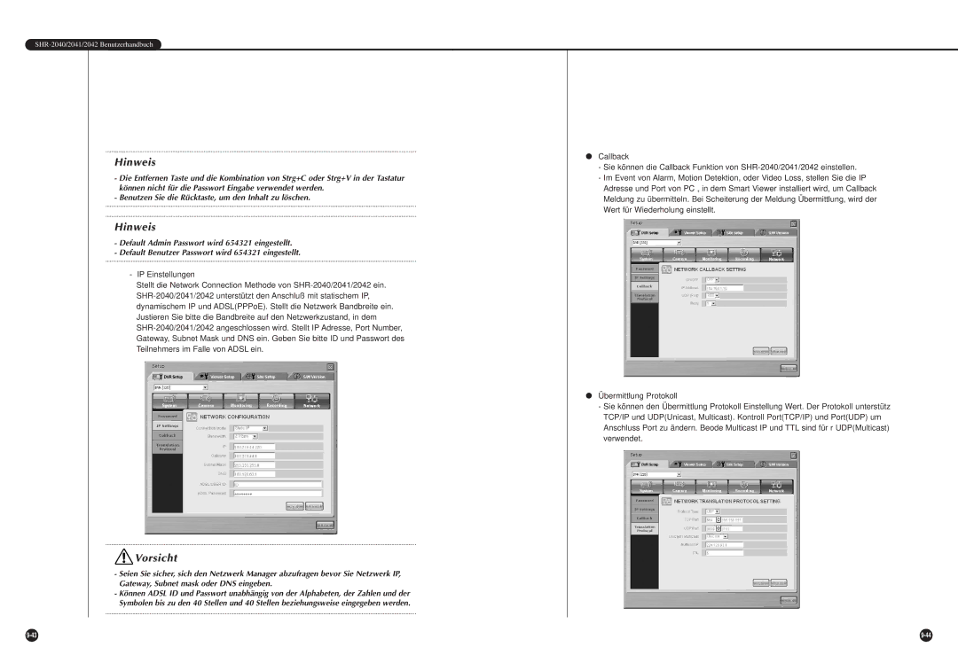 Samsung SHR-2040P, SHR-2042P manual Hinweis 