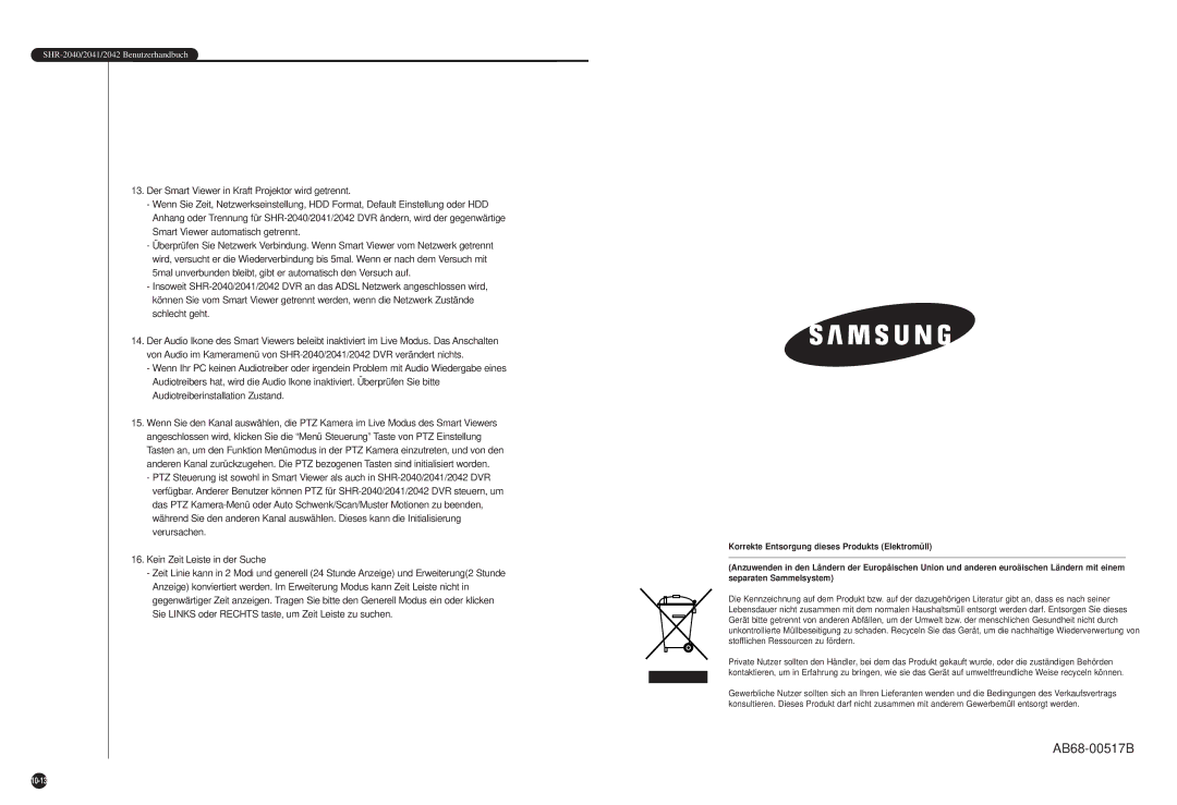 Samsung SHR-2042P, SHR-2040P manual AB68-00517B 