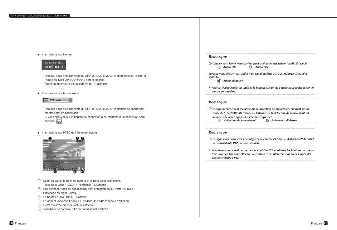 Samsung SHR-2040P manual Evènement d’alarme 