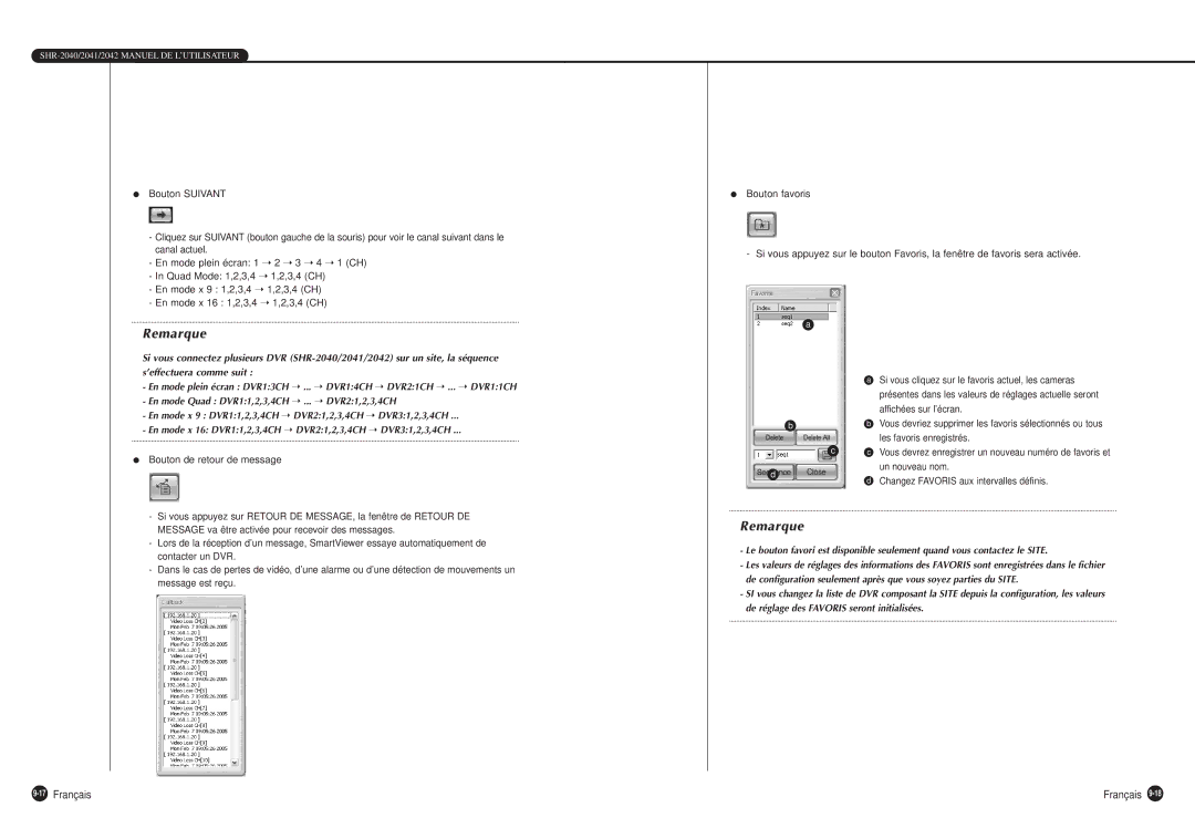 Samsung SHR-2040P manual Les favoris enregistrés 