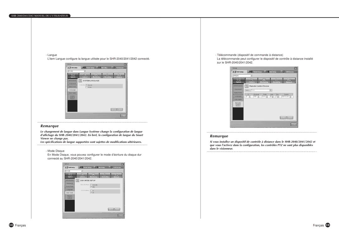 Samsung SHR-2040P manual 35Français 