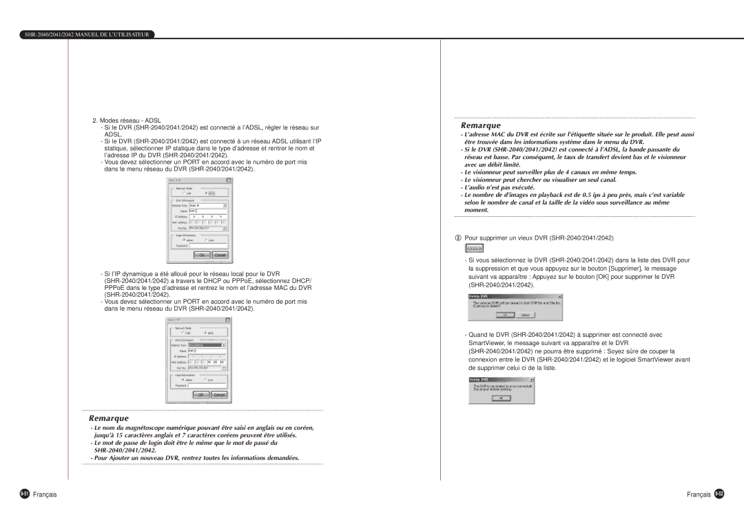 Samsung SHR-2040P manual 51Français 