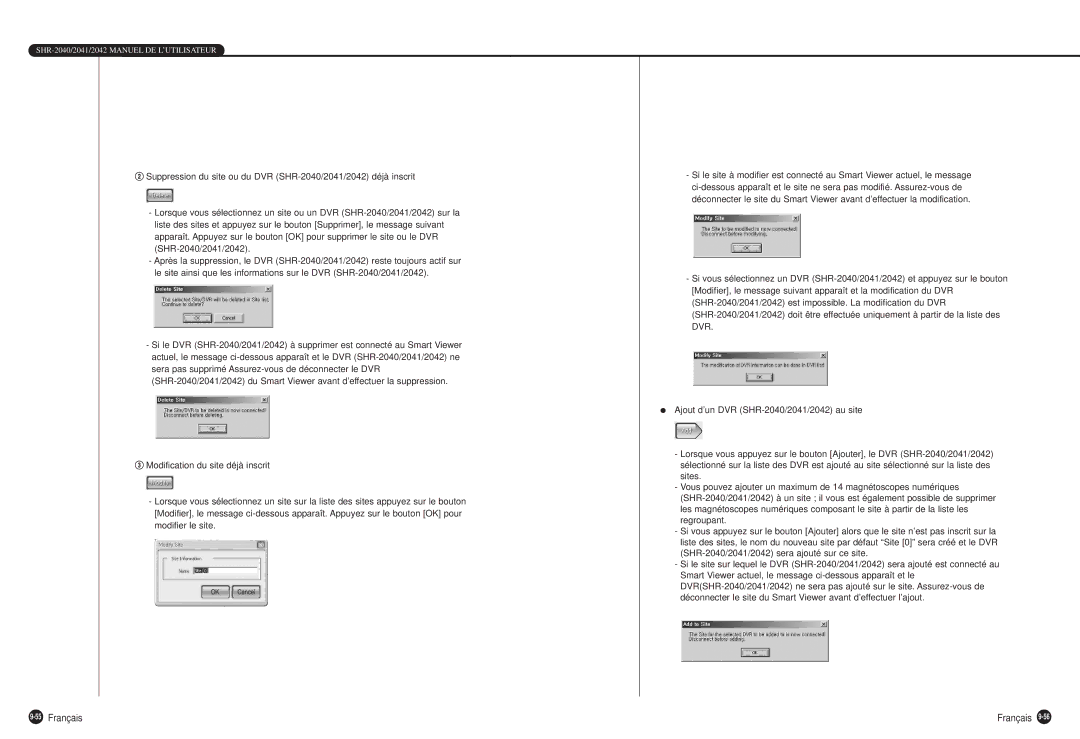 Samsung SHR-2040P manual 55Français 