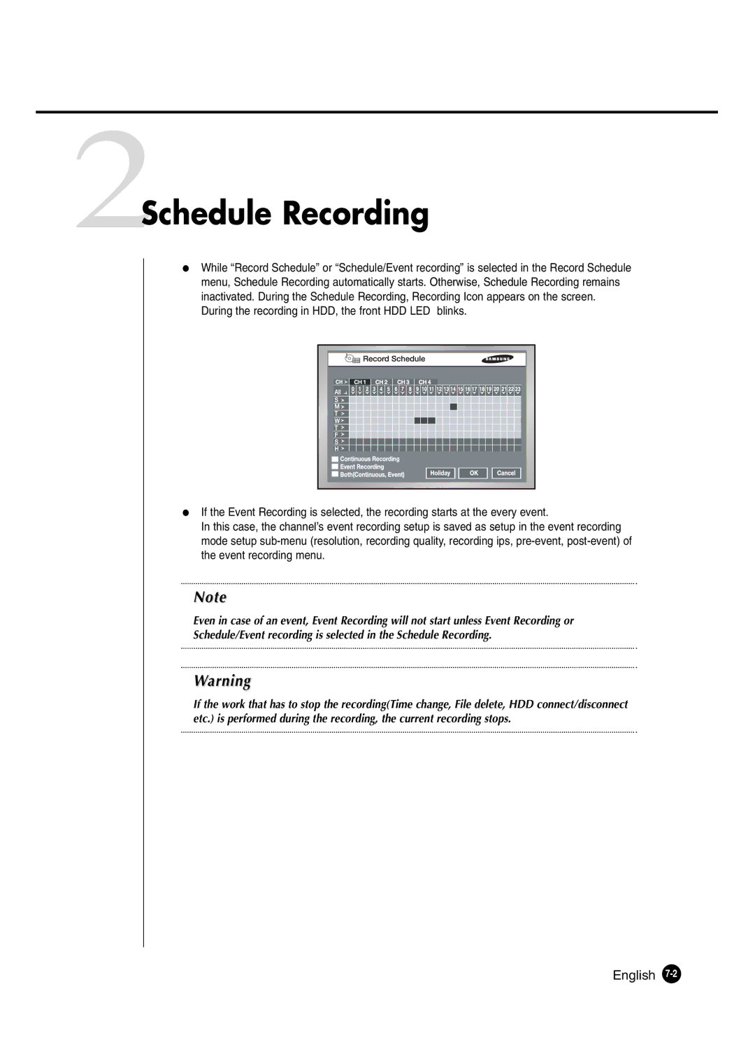 Samsung SHR-2041 user manual 2Schedule Recording, English 