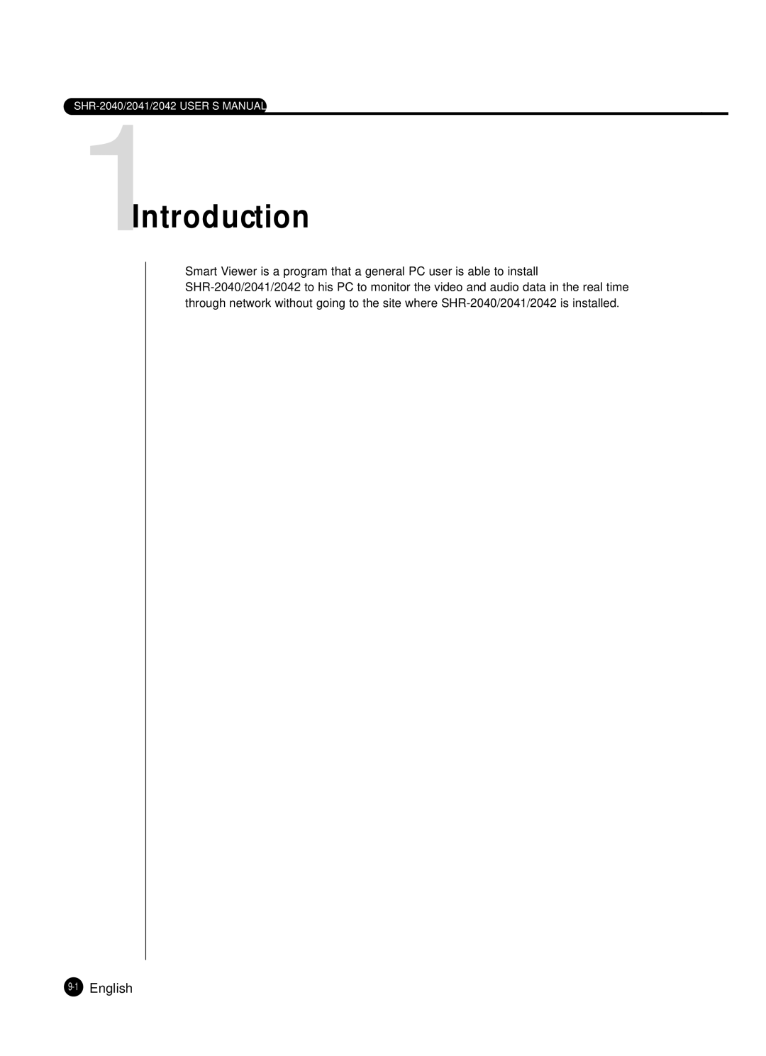 Samsung SHR-2041 user manual 1Introduction 