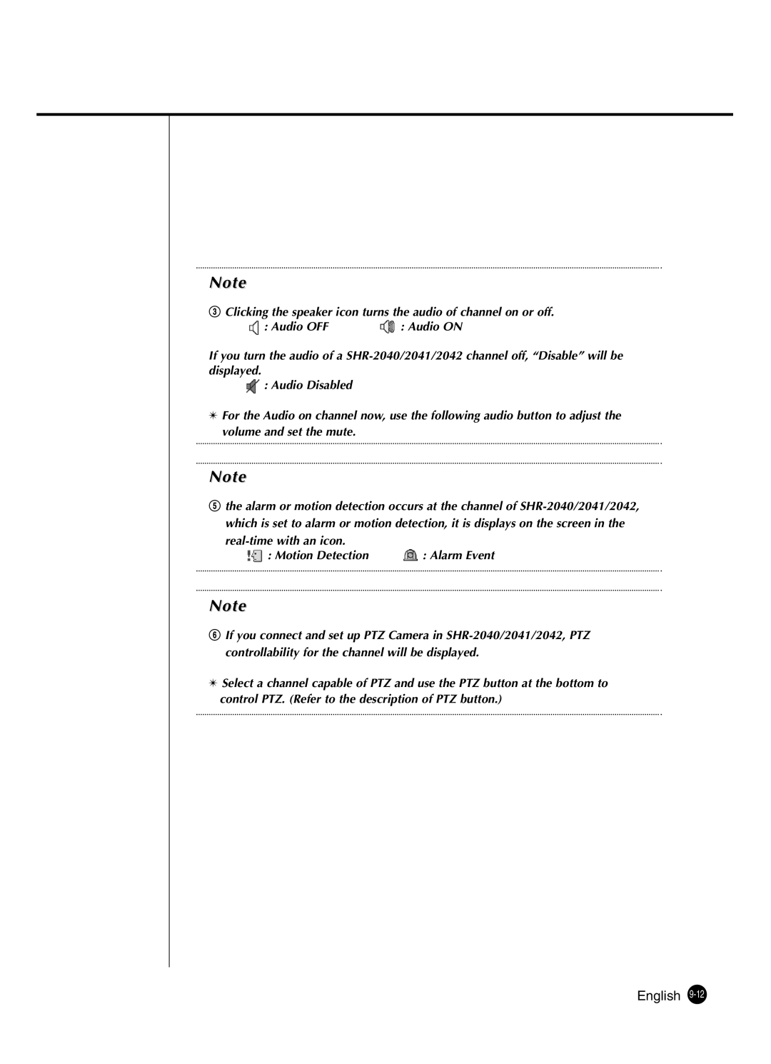 Samsung SHR-2041 user manual Real-time with an icon Motion Detection 