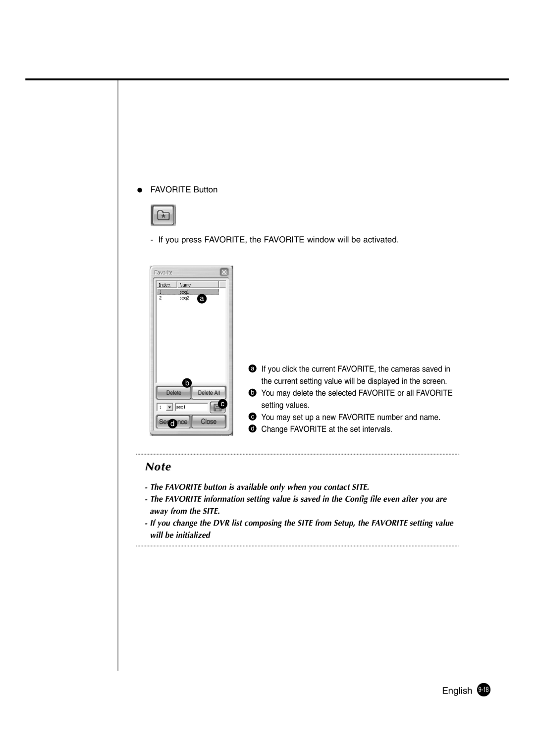 Samsung SHR-2041 user manual Change Favorite at the set intervals 