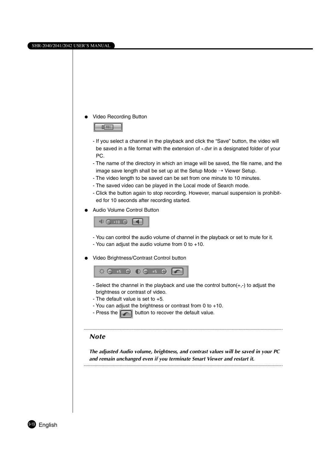 Samsung SHR-2041 user manual 19English 