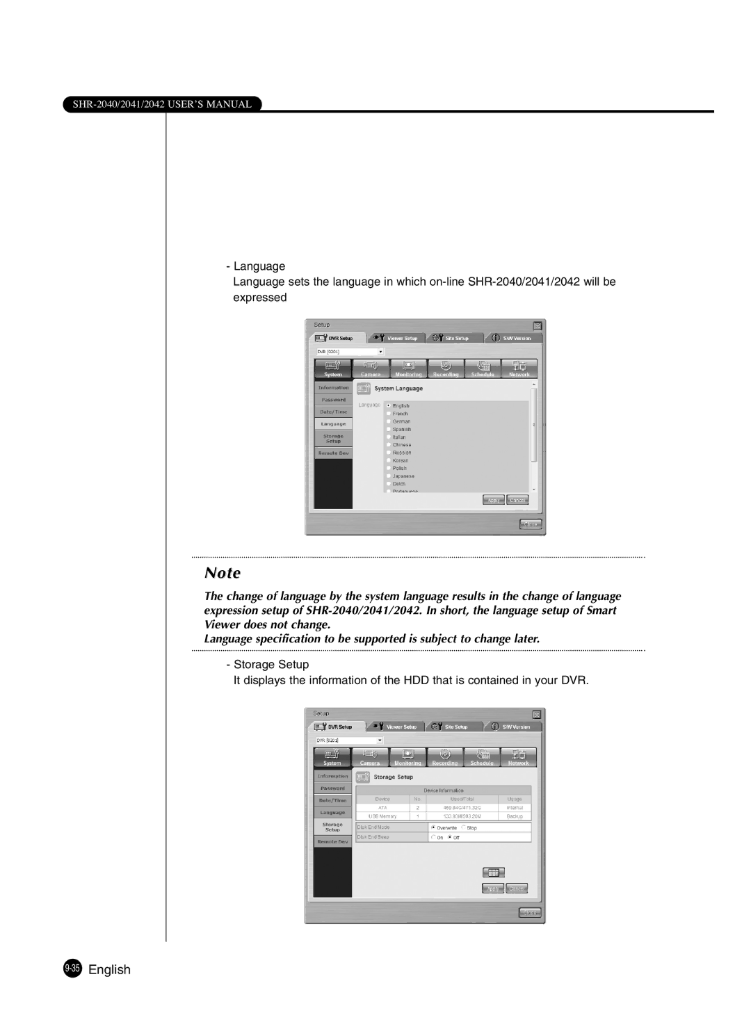 Samsung SHR-2041 user manual 35English 