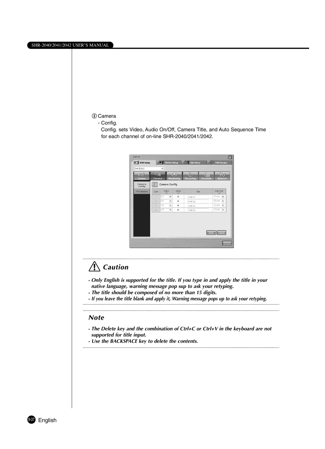 Samsung SHR-2041 user manual 37English 