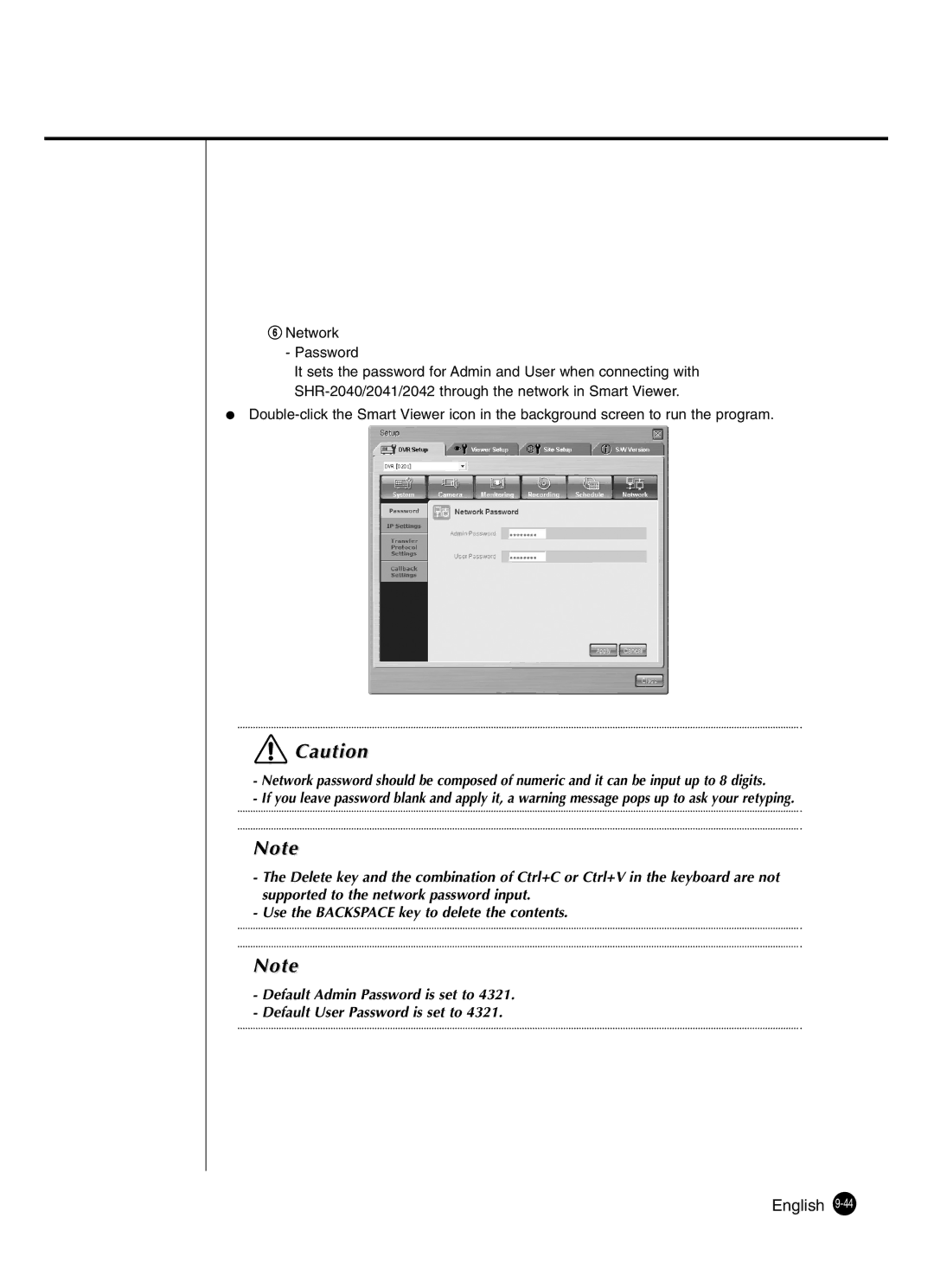 Samsung SHR-2041 user manual Network Password 