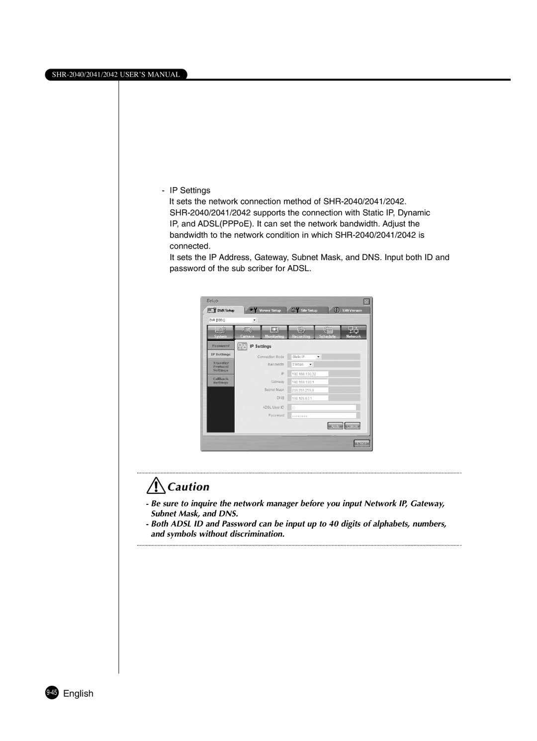 Samsung SHR-2041 user manual 45English 