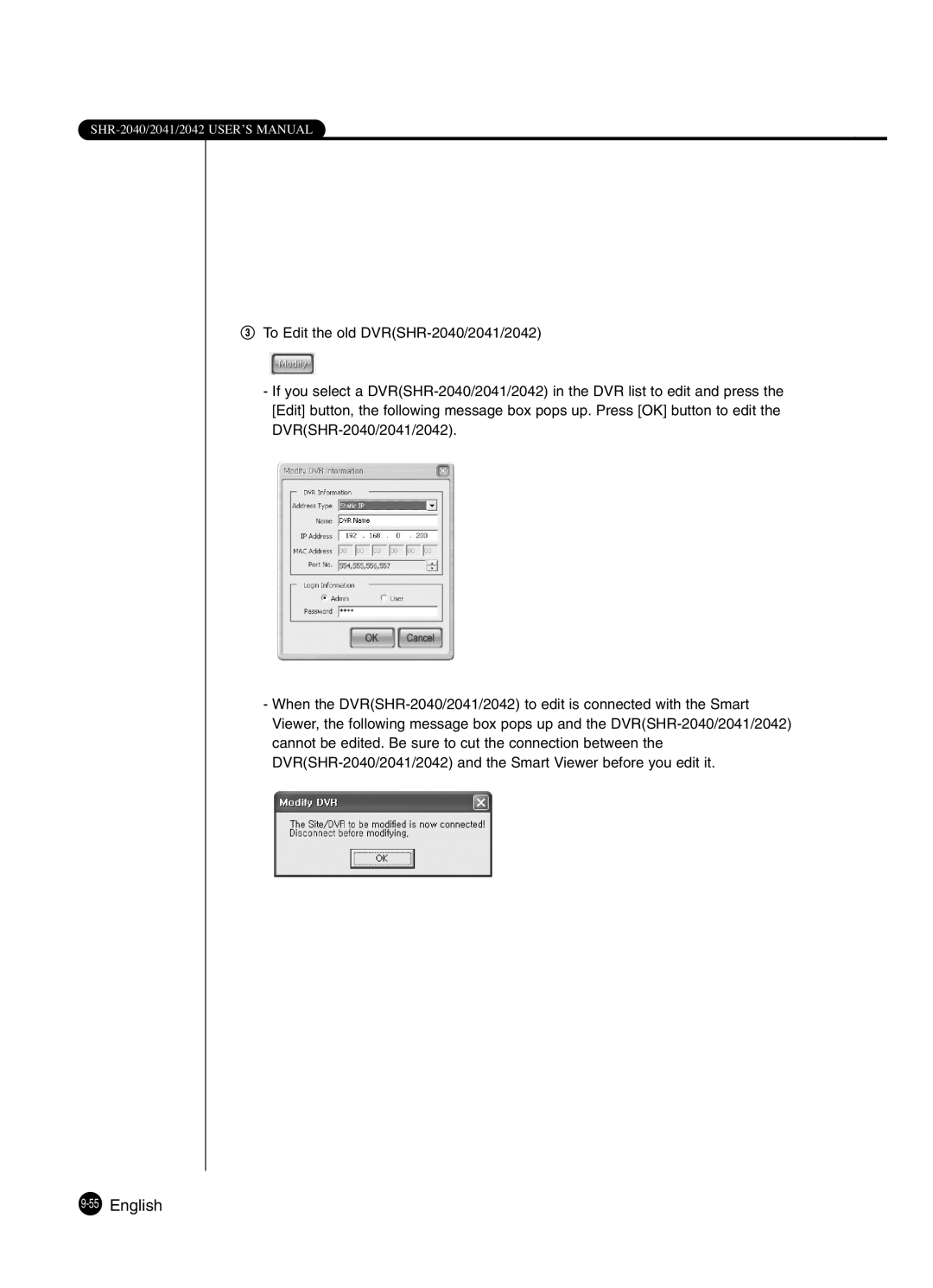 Samsung SHR-2041 user manual 55English 