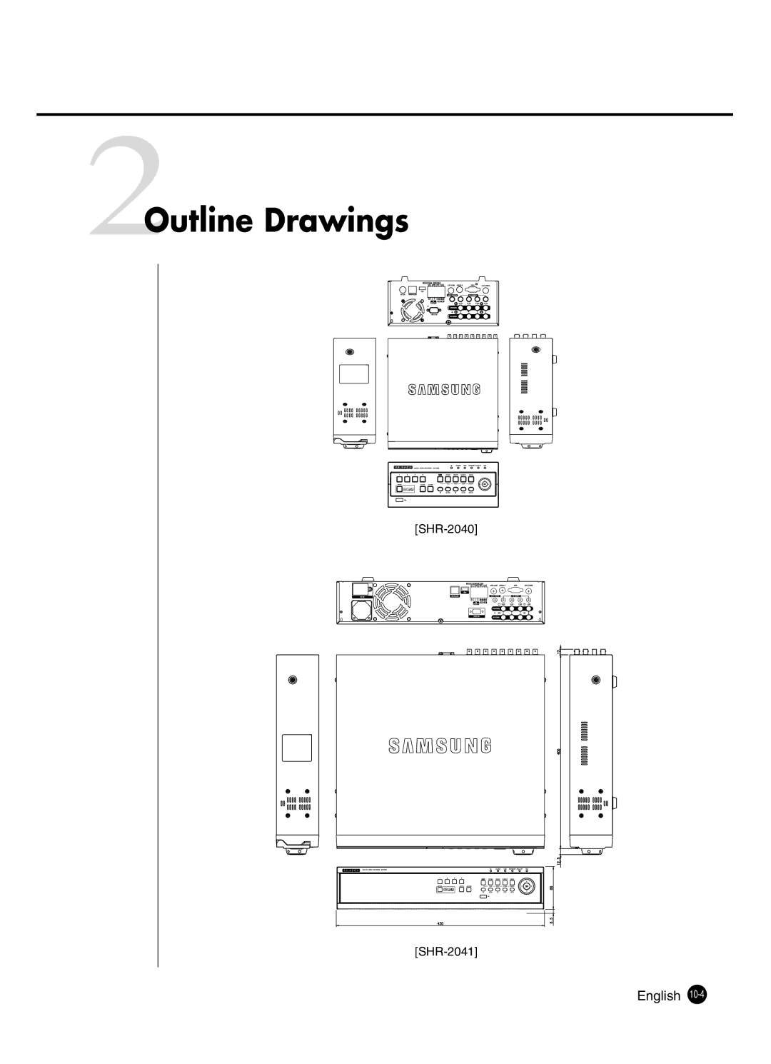 Samsung SHR-2041 user manual 2Outline Drawings 