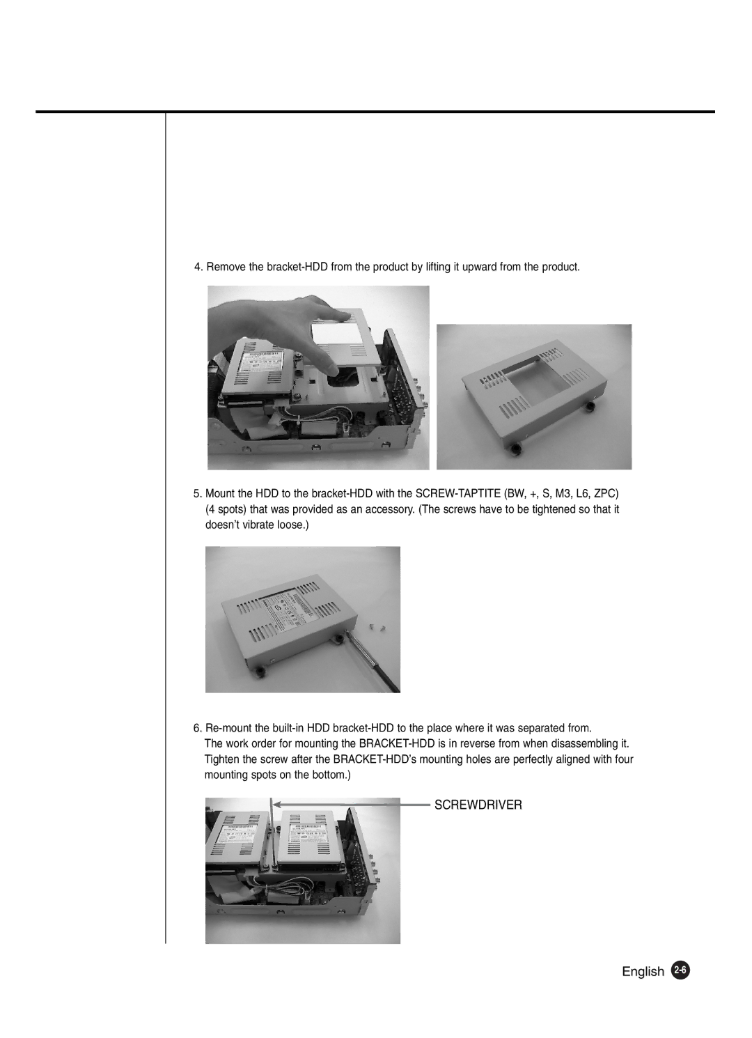 Samsung SHR-2041 user manual Screwdriver 