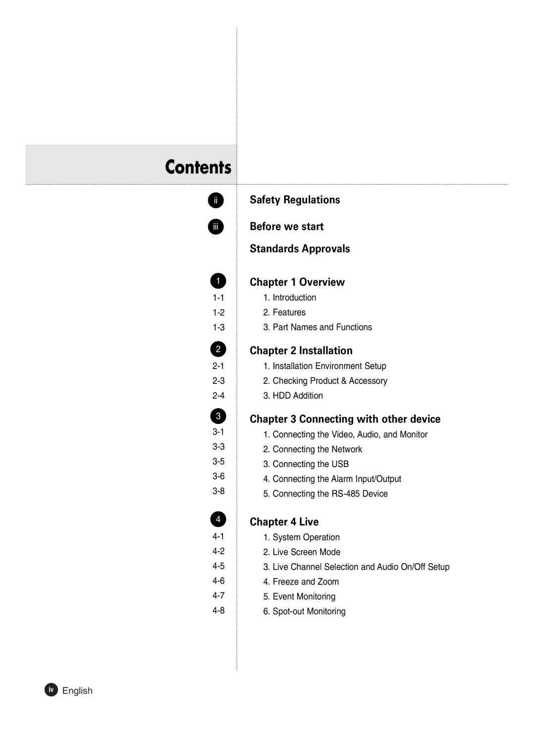 Samsung SHR-2041 user manual Contents 