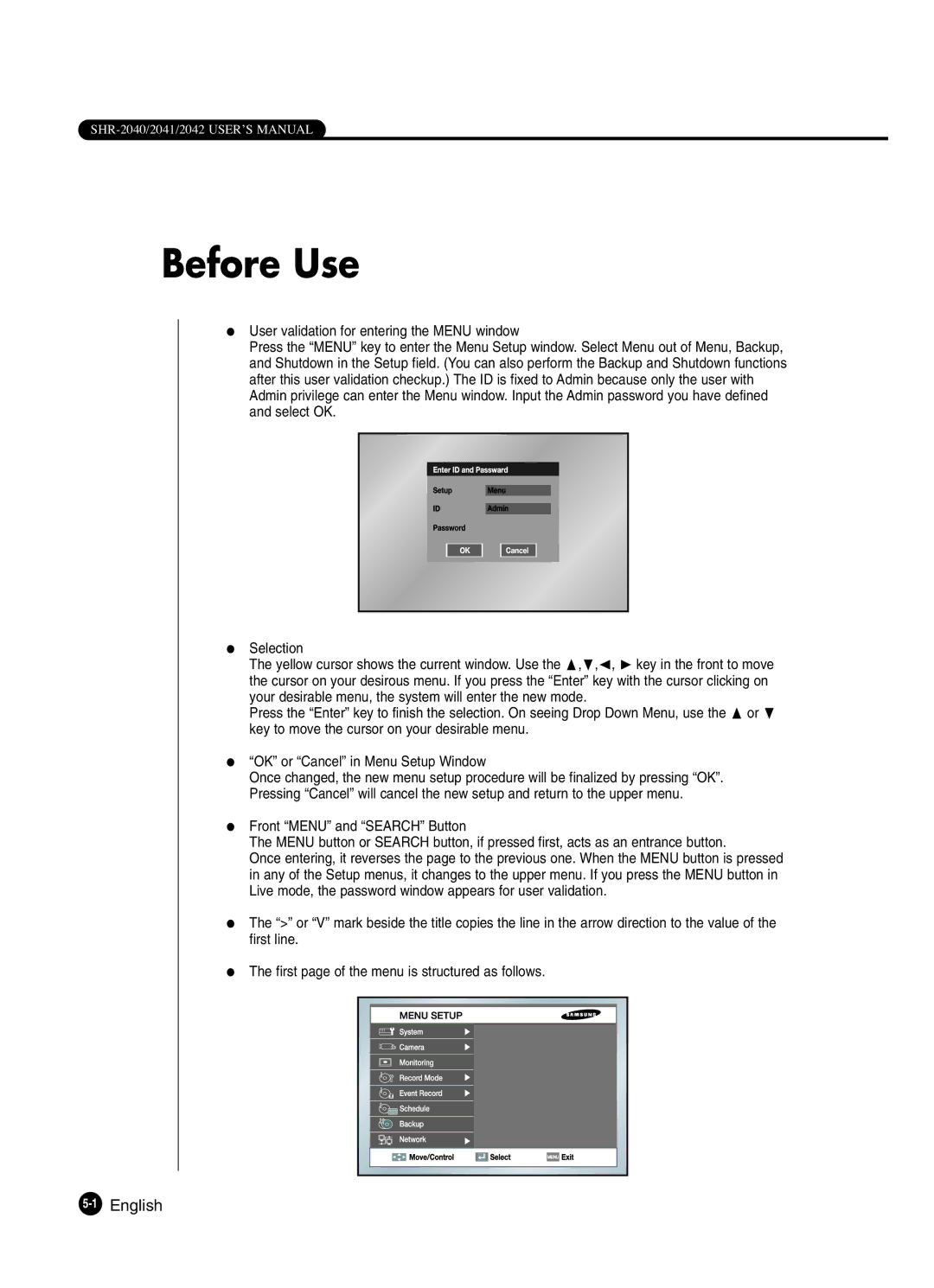 Samsung SHR-2041 user manual Before Use, 1English 