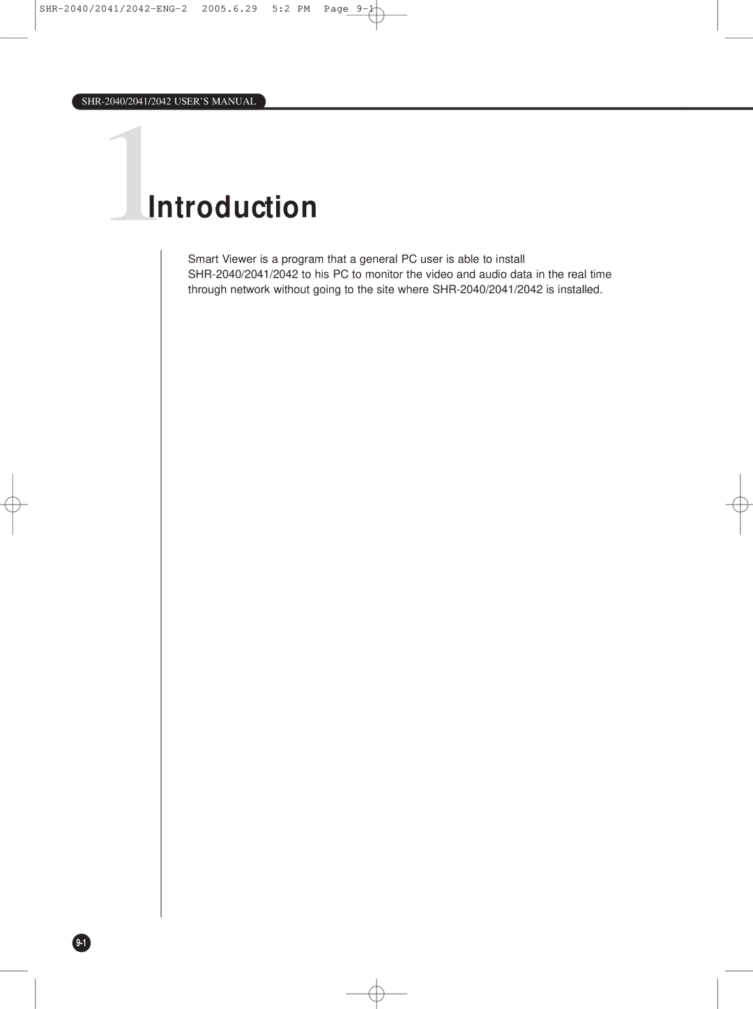 Samsung SHR-2041, SHR-2042, SHR-2040 user manual 1Introduction 