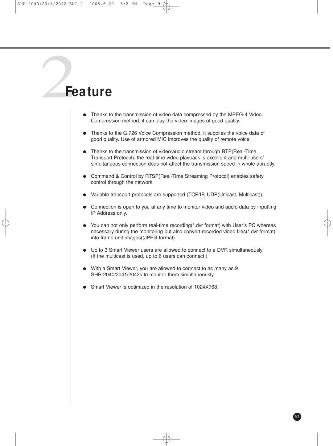 Samsung SHR-2040, SHR-2042, SHR-2041 user manual 2Feature 